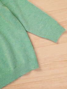 小女童素色褶邊套頭毛衣 - 薄荷綠 - 查看 3