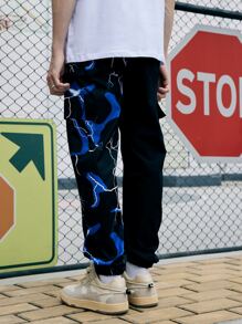 ROMWE MEN 男士閃電圖形貨物束口褲 - 彩色 - 查看 2