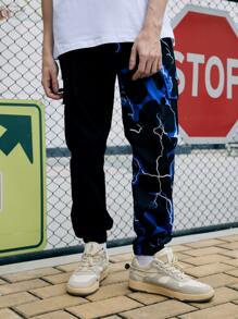 ROMWE MEN 男士閃電圖形貨物束口褲 - 彩色 - 查看 3