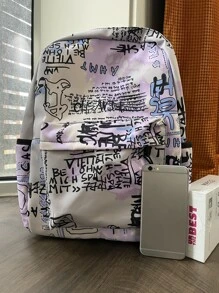 Túi đựng máy tính Graffiti hoạt hình nhiều màu sắc với sức chứa lớn, nhiều ngăn và ngăn, khóa kéo, quai xách và dây đeo vai có thể điều chỉnh. Thích hợp cho phụ nữ, thanh thiếu niên và học sinh Thích hợp cho nữ sinh viên đại học, hoàn hảo cho ngày tựu trường, ngày đầu tiên đến trường, đại học, trung học cơ sở, trung học phổ thông, đồ dùng học tập, ba lô đi học, ba lô trở lại trường - Nhiều màu - Xem 5