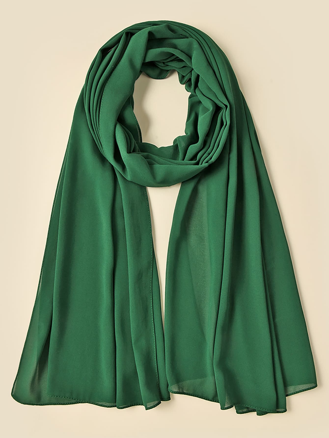 1 Khăn Hijab voan dành cho nữ, Khăn choàng đầu màu trơn mềm mại và thân thiện với da, Khăn quàng cổ đi biển màu trắng, Thiết kế kéo dài để sử dụng bảo thủ và thông thường - Màu xanh lá cây đậm - Xem 1