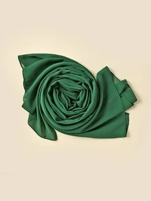 1 Khăn Hijab voan dành cho nữ, Khăn choàng đầu màu trơn mềm mại và thân thiện với da, Khăn quàng cổ đi biển màu trắng, Thiết kế kéo dài để sử dụng bảo thủ và thông thường - Màu xanh lá cây đậm - Xem 2