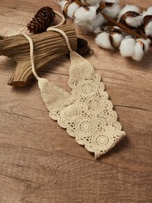 1pc Hollow Out Knit Headband, Suitable For Daily Hairstyle Decoration Turban Headband Sweatband, School Stuff, College, Headbands Fall Winter Hair Band Hair Accessories For Women For Vacation Outfits Woman Elegant Scarf Women Bandanas Soft Headwrap