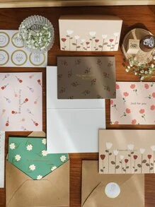 6 cái thiệp chúc mừng in hoa - Nhiều màu - Xem 6