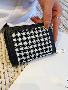 Monedero cuadrado de pata de gallo