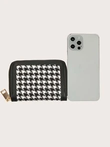 Monedero cuadrado de pata de gallo