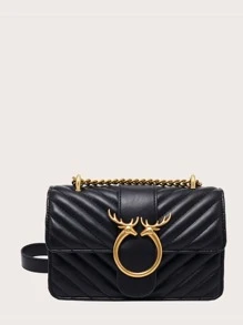 Old Money, Metal Decor Shoulder Bag Women Mini Love Bag Icon Black-Antique Gold Best Gift Bags For Teachers, Women, Girlfriends & Families, Fashionable Business Casual Bag For Women, Perfect For Office, Business And Work, Business Casual Woman Bag