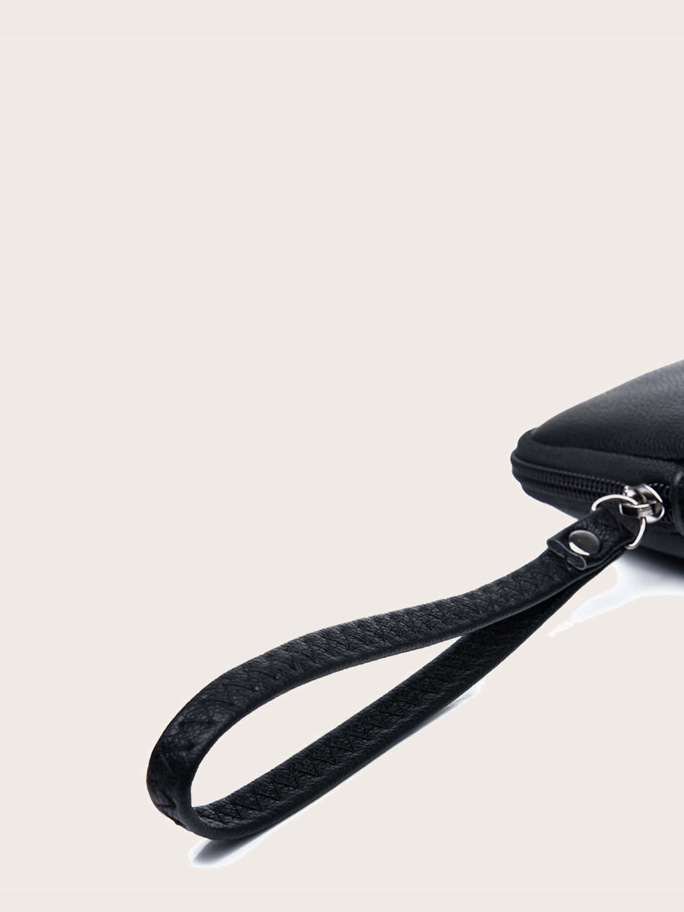 金属树形细节超薄便携现金白领女性大学工作商务通勤办公室周年纪念情侣生日礼物情人节礼物女士钱包钱包长款钱包腕带钱包 - 黑色 - 查看 4