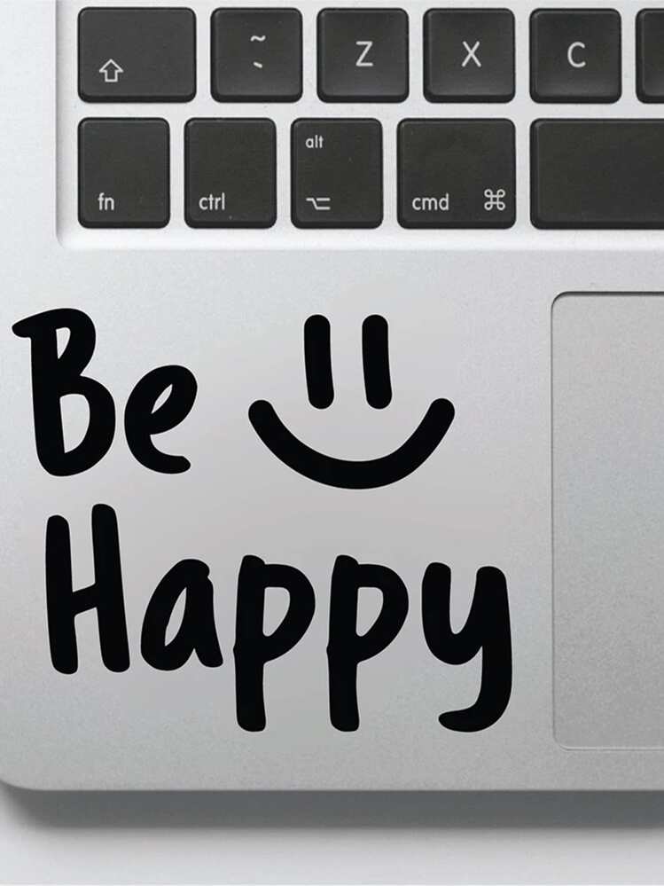 1 Piece, Be Happy Night Light Mirror Decorative Sticker - Black - View 3