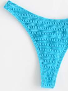 SHEIN Swim 夏季沙灘穿梭彈性平口 G 字型比基尼 - 薄荷藍 - 查看 3