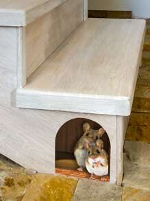 有趣老鼠洞牆貼臥室廚房底板家居裝飾3D乙烯基牆貼花DIY卡通老鼠動物壁畫藝術