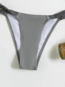 SHEIN Swim Ruched Push Up Tanga Bikini Set Summer Beach - Grey - View 6