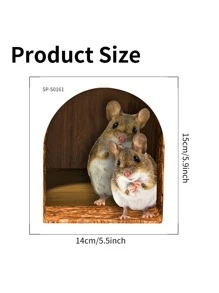 有趣老鼠洞牆貼臥室廚房底板家居裝飾3D乙烯基牆貼花DIY卡通老鼠動物壁畫藝術