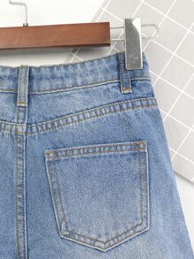 Boys Bleach Wash Ripped Frayed Denim Shorts - Light Wash - View 5