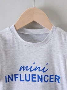 SHEIN 小女童字母圖案拼接燈籠袖洋裝