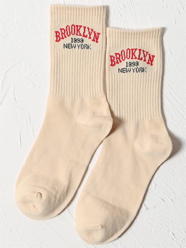 Letter Graphic Crew Socks, Fall