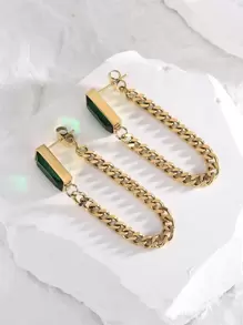 1 对钛钢流苏耳钉，防过敏，时尚女士耳环 - 彩色 - 查看 5