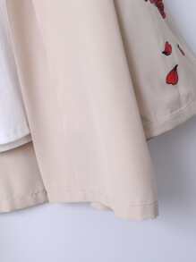 Manfinity EMRG Men Japanese Letter & Floral Print Drop Shoulder Kimono Without Tee - Apricot - View 4
