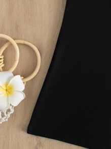 SHEIN Swim 夏季海滩热带印花手帕下摆连体泳衣 - 彩色 - 查看 4