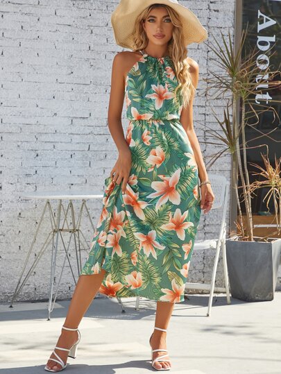 Floral Print Blouson Dress