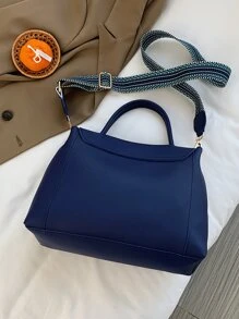 Đúng mốt Và Tối giản Màu thuần Túi đeo vai Với Dây đeo rộng Và Dung lượng lớn Đối với Người đi lại - Xanh đậm - Xem 2