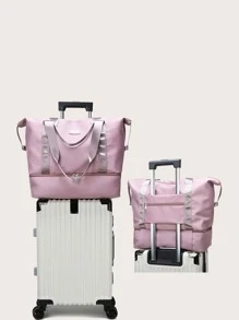 Bolsa de viaje con cremallera Bolsa de equipaje Bolsa para pasar la noche Bolsa de mano Bolsa de gimnasio para el trabajo Útiles escolares Cosas escolares para el regreso a la escuela para estudiantes Bolsos de mano Bolsa de fin de semana Bolsas de mano para vacaciones al aire libre - Rosa vieja - Ver 4