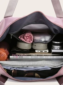 Bolsa de viaje con cremallera Bolsa de equipaje Bolsa para pasar la noche Bolsa de mano Bolsa de gimnasio para el trabajo Útiles escolares Cosas escolares para el regreso a la escuela para estudiantes Bolsos de mano Bolsa de fin de semana Bolsas de mano para vacaciones al aire libre - Rosa vieja - Ver 6