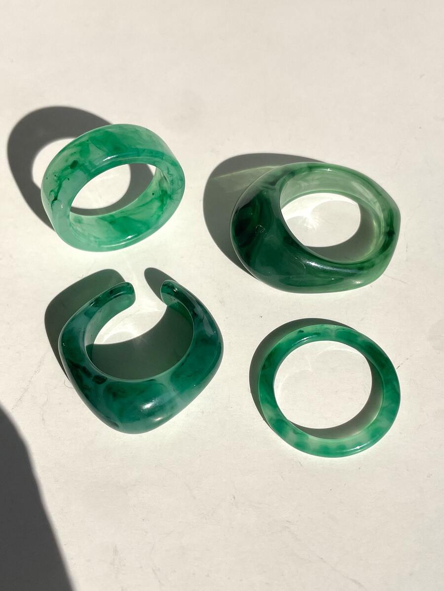4pcs Resin Ring | SHEIN USA