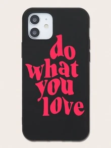 Slogan Graphic Phone Case - Black - View 1