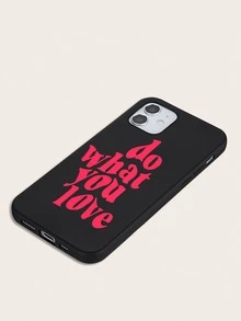 Slogan Graphic Phone Case - Black - View 2
