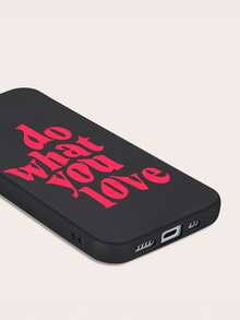 Slogan Graphic Phone Case - Black - View 3