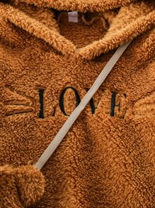 SHEIN Áo và quần thêu chữ cho bé gái mới biết đi - màu nâu - Xem 5