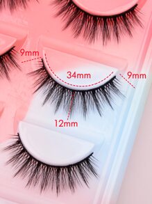 5pairs Full false lashes  Natural Long 12mm Pointy False Eyelashes - Black - View 5