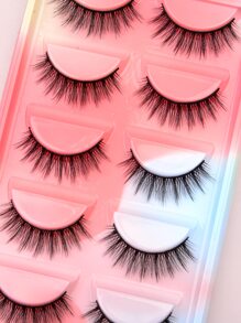 5pairs Full false lashes  Natural Long 12mm Pointy False Eyelashes - Black - View 6