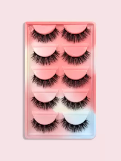 5pairs Full false lashes Volumized Eyelashes 13mm Cross False Eyelashes