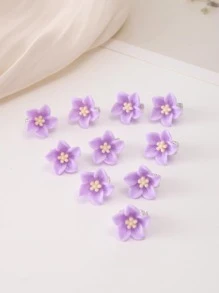 10pcs Lovely Flower Hair Clips - Hair Accessories Flower Bud Clips, Hair Clips For Girls, School Stuff, Vacation Outfits Woman, Set, Head Accessories - Purple - View 2