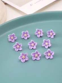 10pcs Lovely Flower Hair Clips - Hair Accessories Flower Bud Clips, Hair Clips For Girls, School Stuff, Vacation Outfits Woman, Set, Head Accessories - Purple - View 3
