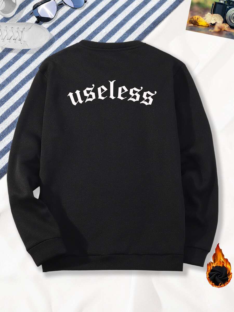 Manfinity Áo nỉ Nam Lá thư Giải trí - màu đen - Xem 1