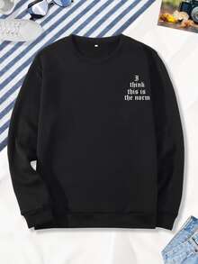 Manfinity Áo nỉ Nam Lá thư Giải trí - màu đen - Xem 2