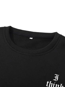 Manfinity Áo nỉ Nam Lá thư Giải trí - màu đen - Xem 3