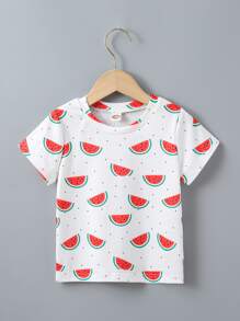 SHEIN Tops con gái lớn Chấm bi Rau quả Giải trí - trắng - Xem 1