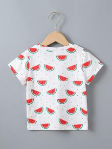 SHEIN Tops con gái lớn Chấm bi Rau quả Giải trí - trắng - Xem 2