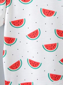 SHEIN Tops con gái lớn Chấm bi Rau quả Giải trí - trắng - Xem 3