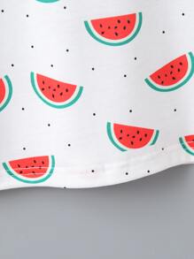 SHEIN Tops con gái lớn Chấm bi Rau quả Giải trí - trắng - Xem 4