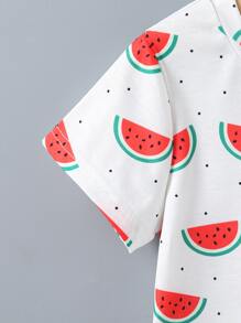 SHEIN Tops con gái lớn Chấm bi Rau quả Giải trí - trắng - Xem 5