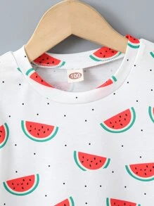 SHEIN Tops con gái lớn Chấm bi Rau quả Giải trí - trắng - Xem 6