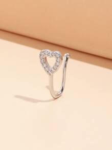 銅愛心裝飾鼻環適合女士和男士,龐克非穿孔,A時尚身體鏈禮品適用於任何場合 - 銀色 - 查看 2