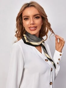 Circle Print Scarf - Black - View 4