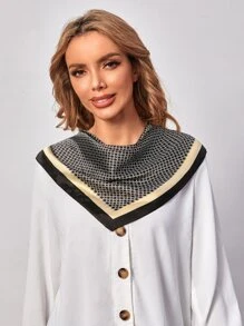 Circle Print Scarf - Black - View 2