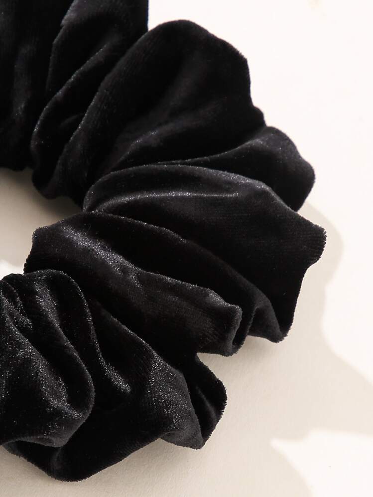 1pc Solid Scrunchies For Daily Use For Girls Hairstyles Casual Royal Hair Ties Scrunchy Hair Ties Ponytail Head Accessories Elastic Band - Black - View 4